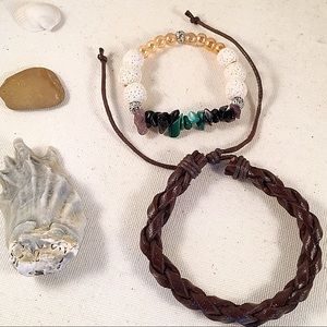 💕🌊 Vsco✌🏼✨Crystal & Leather Bracelet Bundle